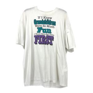 Vintage Y2K Grandparents Funny Graphic T-Shirt Mens Size XL White Short Sleeve